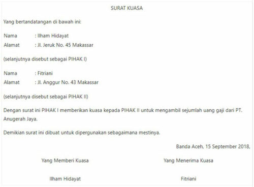 20+ Contoh Surat Kuasa Dan Cara Membuatnya [Lengkap] - LokerPintar.id