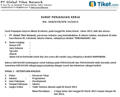 5+ Contoh Surat Kontrak Kerja Karyawan - LokerPintar.id