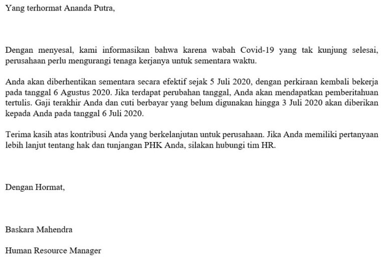 5 Contoh Surat Pemberhentian Kerja Sesuai Alasannya - LokerPintar.id