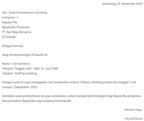 10+ Contoh Surat Cuti Untuk Berbagai Kebutuhan - LokerPintar.id