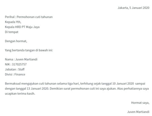 10+ Contoh Surat Cuti Untuk Berbagai Kebutuhan - LokerPintar.id