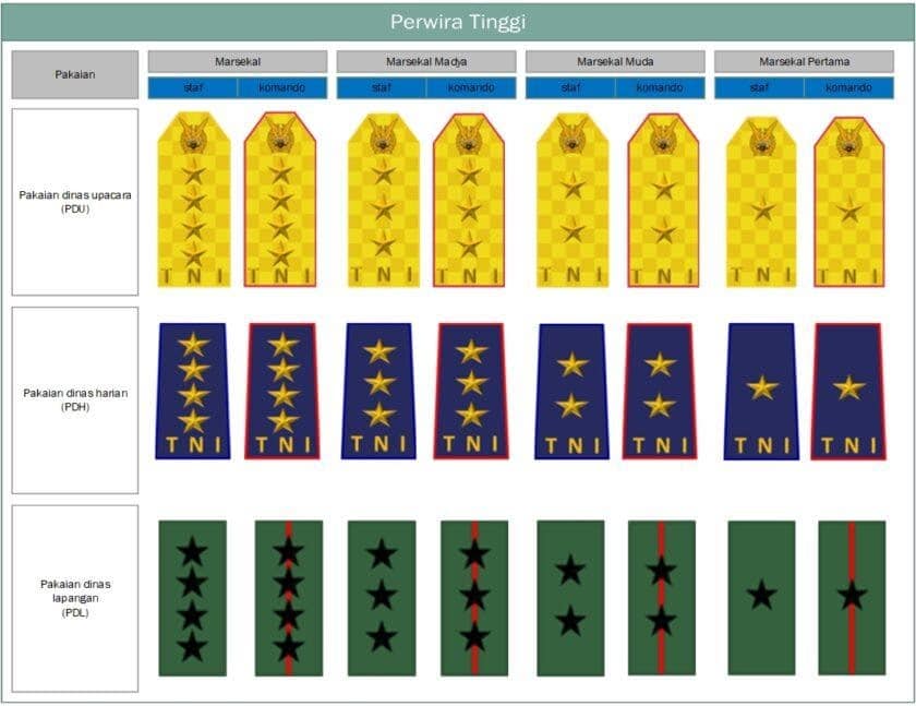 Urutan Pangkat TNI AU (Angkatan Udara) Perwira Tinggi