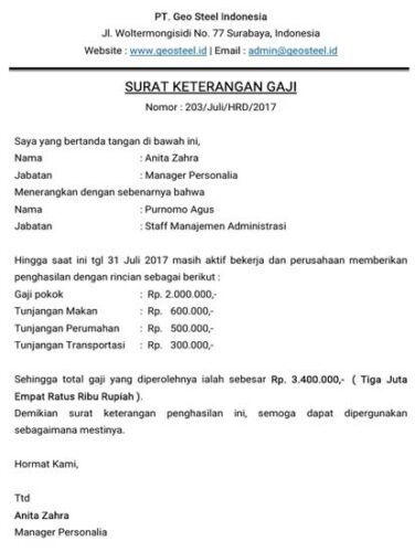 10+ Contoh Surat Keterangan Penghasilan Untuk Berbagai Keperluan ...