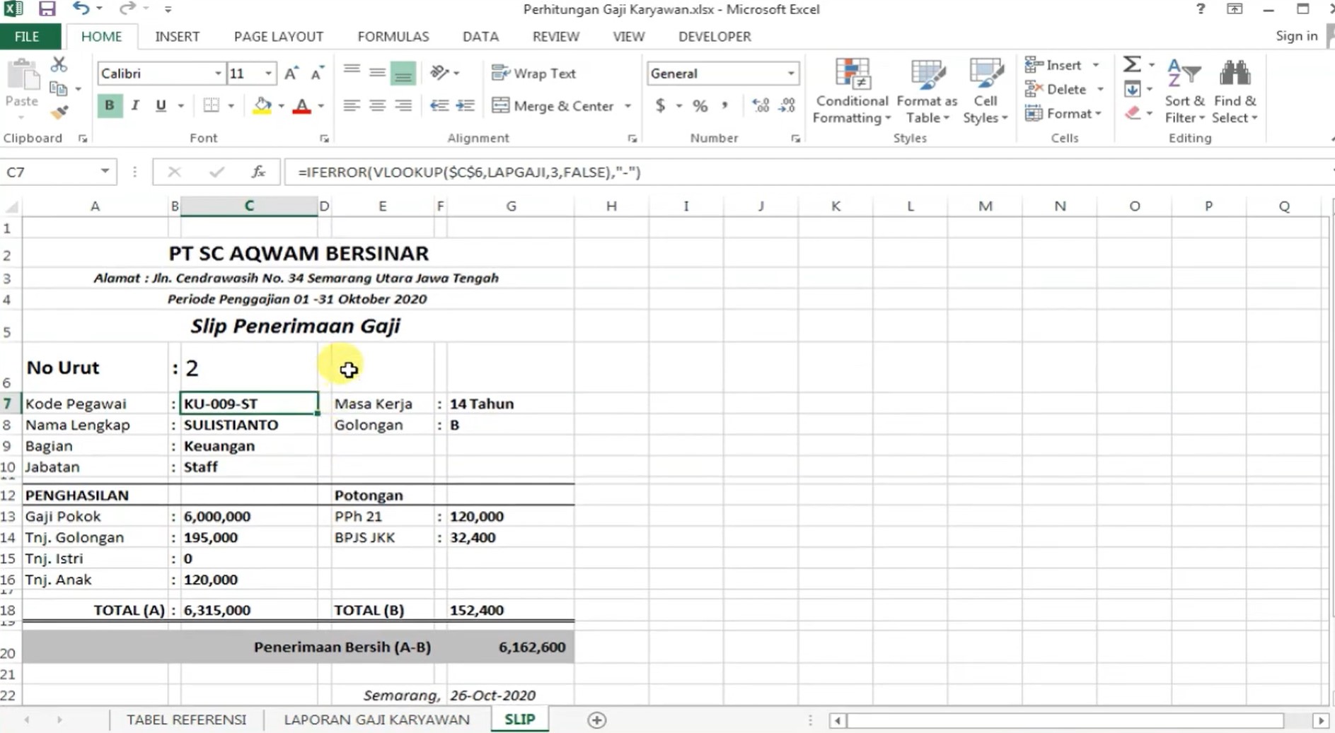 slip gaji excel 1