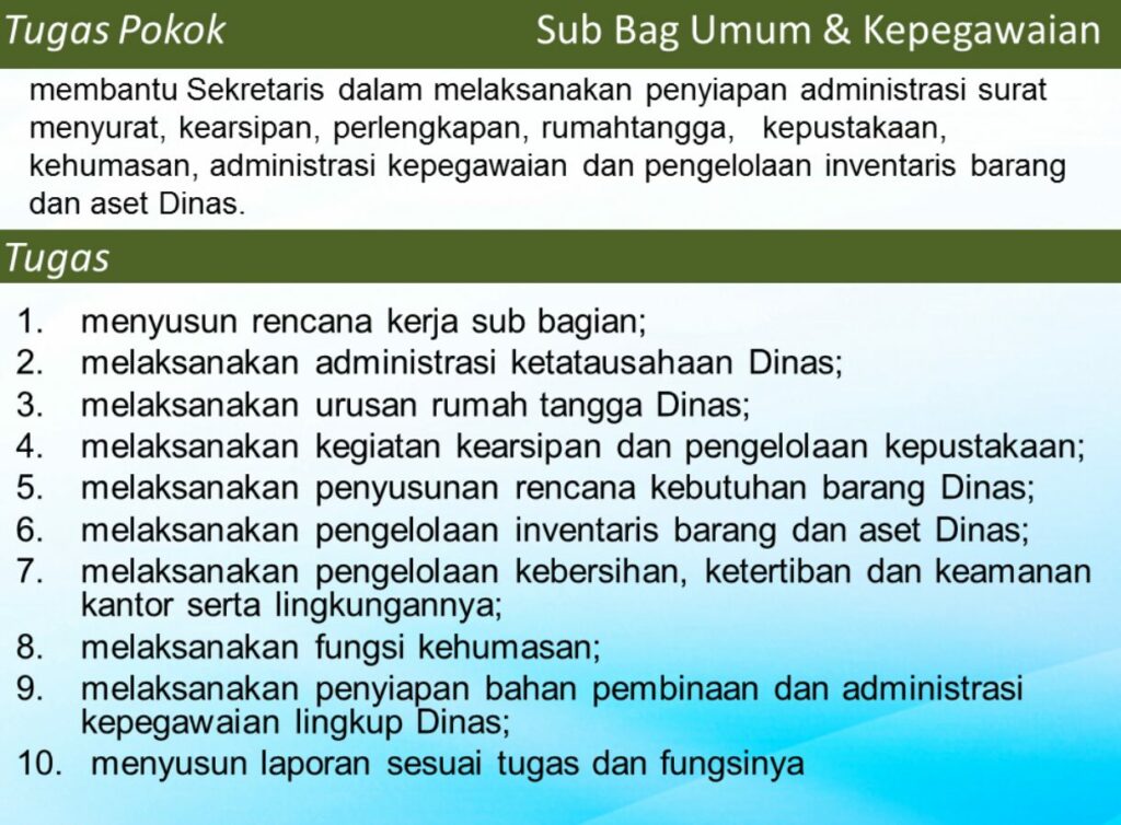 Tugas-tugas Staf Umum dan Kepegawaian