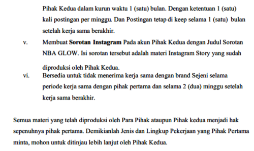 Contoh Scope of Work Influencer